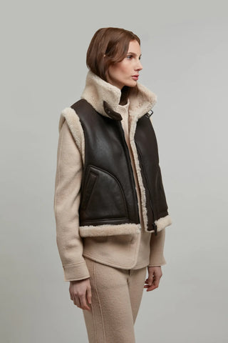 Shearling Vest in Biker Style – Svenja 
