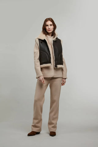 Shearling Vest in Biker Style – Svenja 