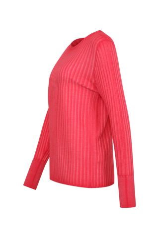 Locker geschnittener Damen-Rundhalspullover in poppy, Modell 406601 CameliaDyed-RB. Weiches Material mit geripptem Saum und Ärmelbündchen. Weiches Material mit geripptem Saum und Ärmelbündchen. Weiches Material mit geripptem Saum und Ärmelbündchen.