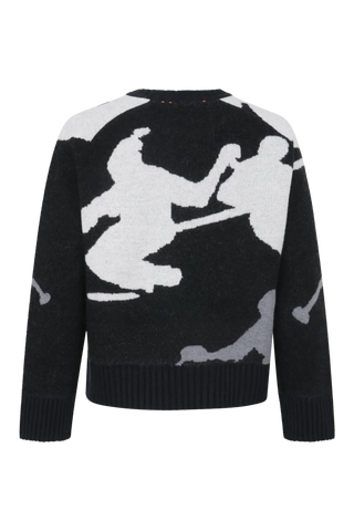 Rundhalsausschnitt Strickpullover mit Skifahrer Motiv - Ramona-ME