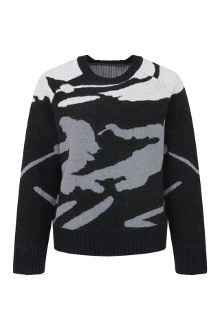 Rundhalsausschnitt Strickpullover mit Skifahrer Motiv - Ramona-ME