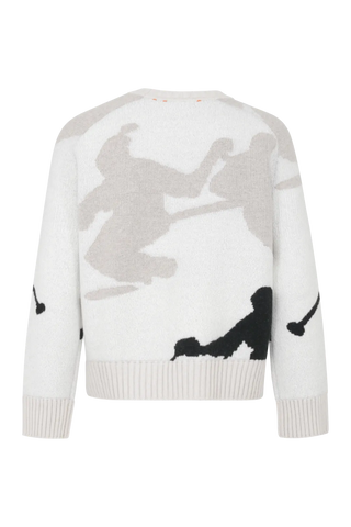 Rundhalsausschnitt Strickpullover mit Skifahrer Motiv - Ramona-ME