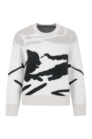 Rundhalsausschnitt Strickpullover mit Skifahrer Motiv - Ramona-ME