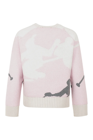 Rundhalsausschnitt Strickpullover mit Skifahrer Motiv - Ramona-ME