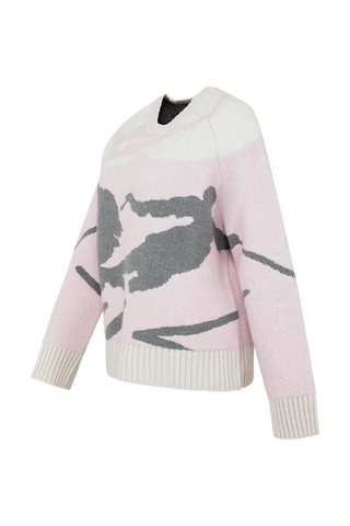 Rundhalsausschnitt Strickpullover mit Skifahrer Motiv - Ramona-ME