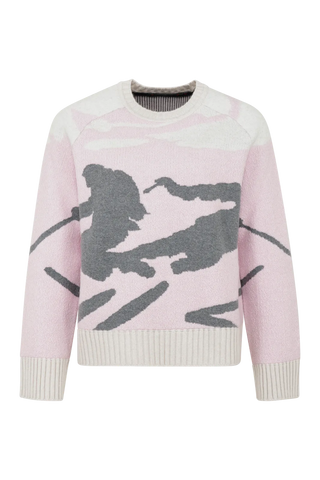 Rundhalsausschnitt Strickpullover mit Skifahrer Motiv - Ramona-ME