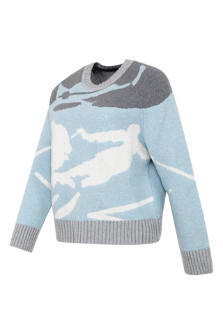 Rundhalsausschnitt Strickpullover mit Skifahrer Motiv - Ramona-ME