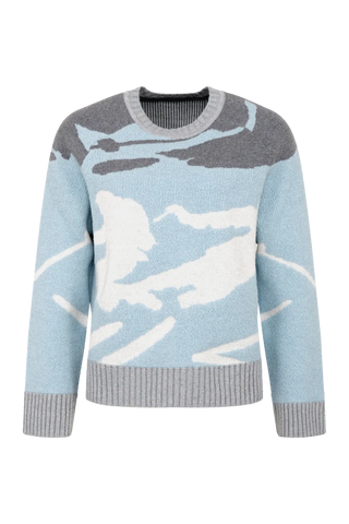 Rundhalsausschnitt Strickpullover mit Skifahrer Motiv - Ramona-ME