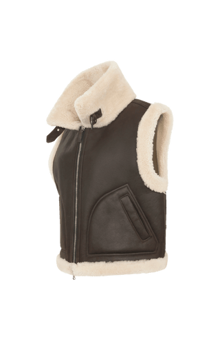 Shearling Vest in Biker Style – Svenja 