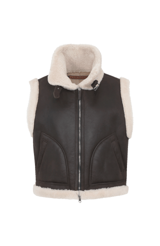 Shearling Vest in Biker Style – Svenja 