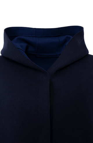 Wendbarer Damen-Wollmantel in Bi-Color mit Kapuze, Farbe Midnight